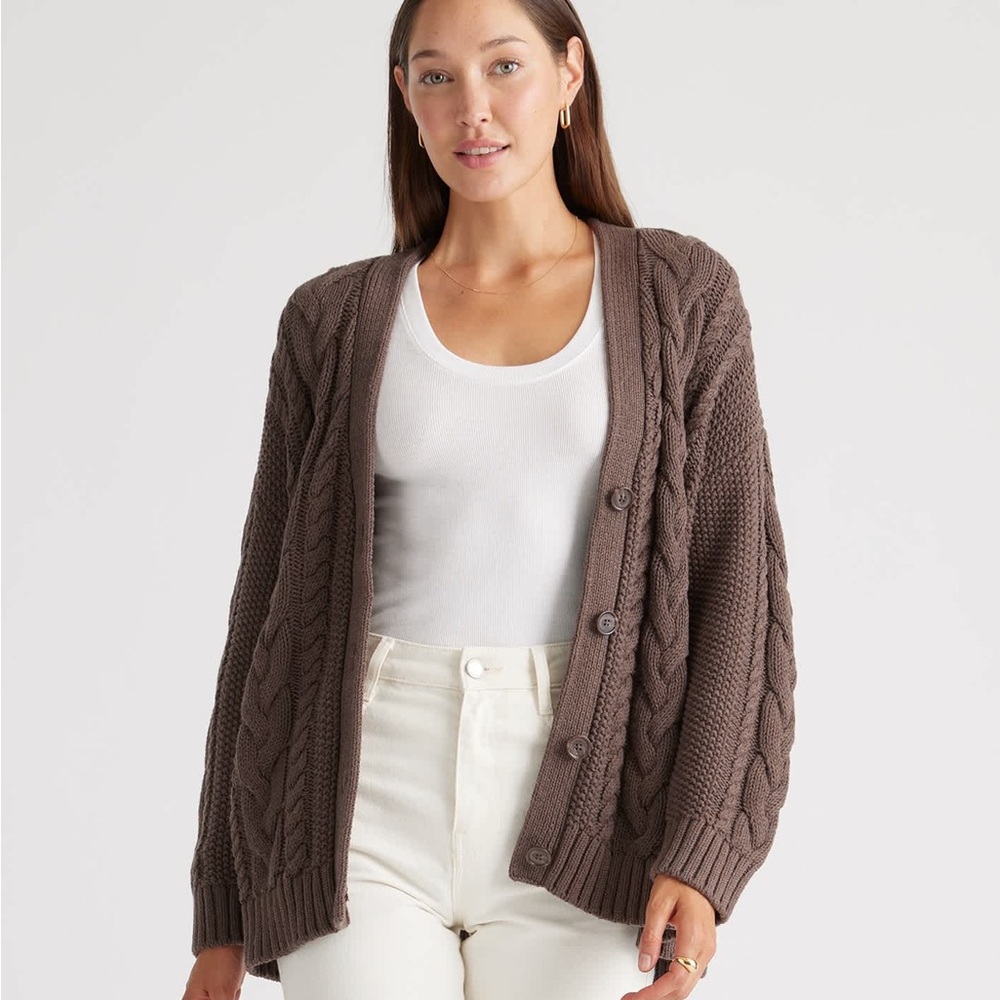 Quince Women’s 100% Organic Cotton Oversized Cable Cardigan